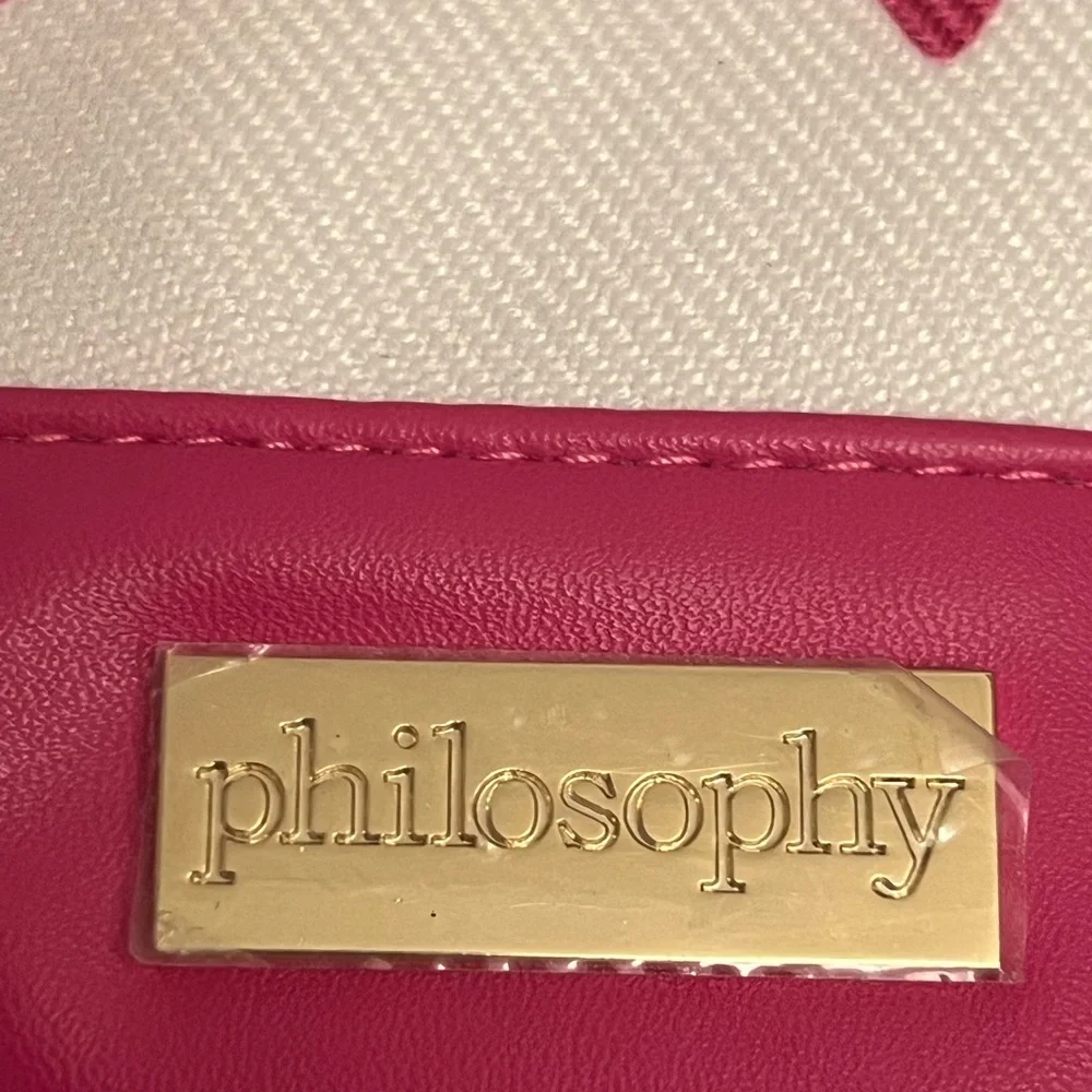 Philosophy LOVE Cosmetic Bag Makeup Pouch Ivory Pink Red Zip
